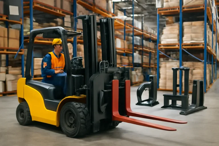 Forklift Attachments That Improve Productivity guide in a forklift rental and warehouse context
