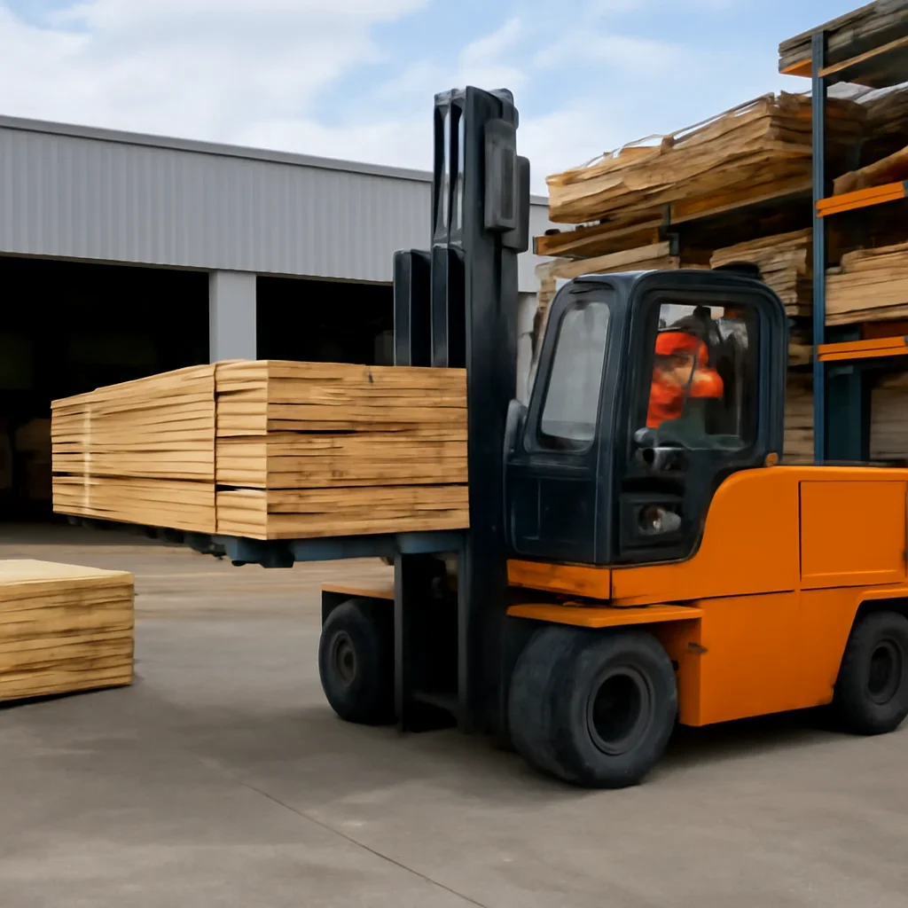 Warehouse and material handling scene related to what is a sideloader used for?