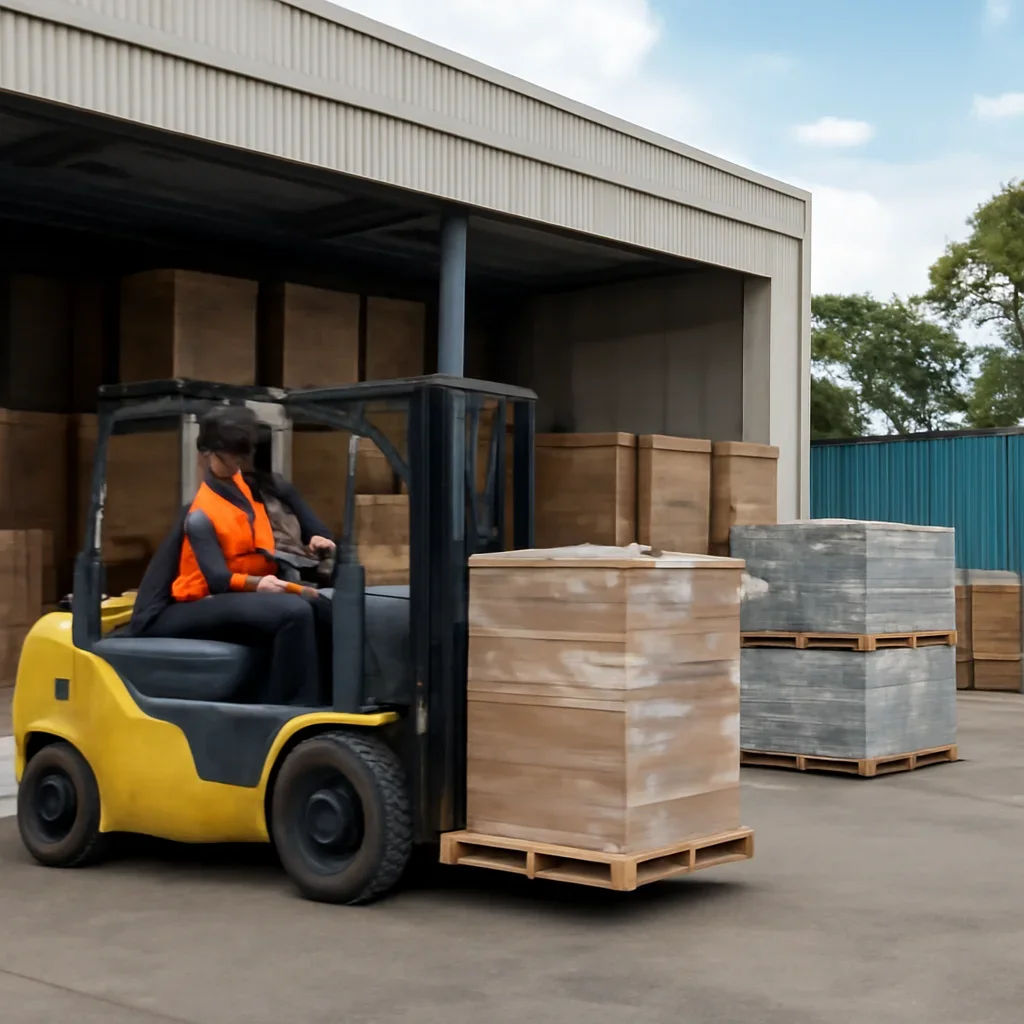 Warehouse and material handling scene related to when a used rental makes more sense than new