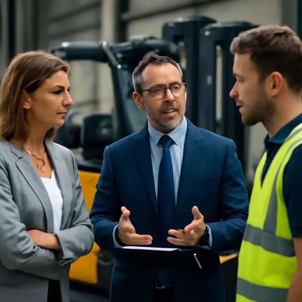 Discussing the next step for forklift breakdown support