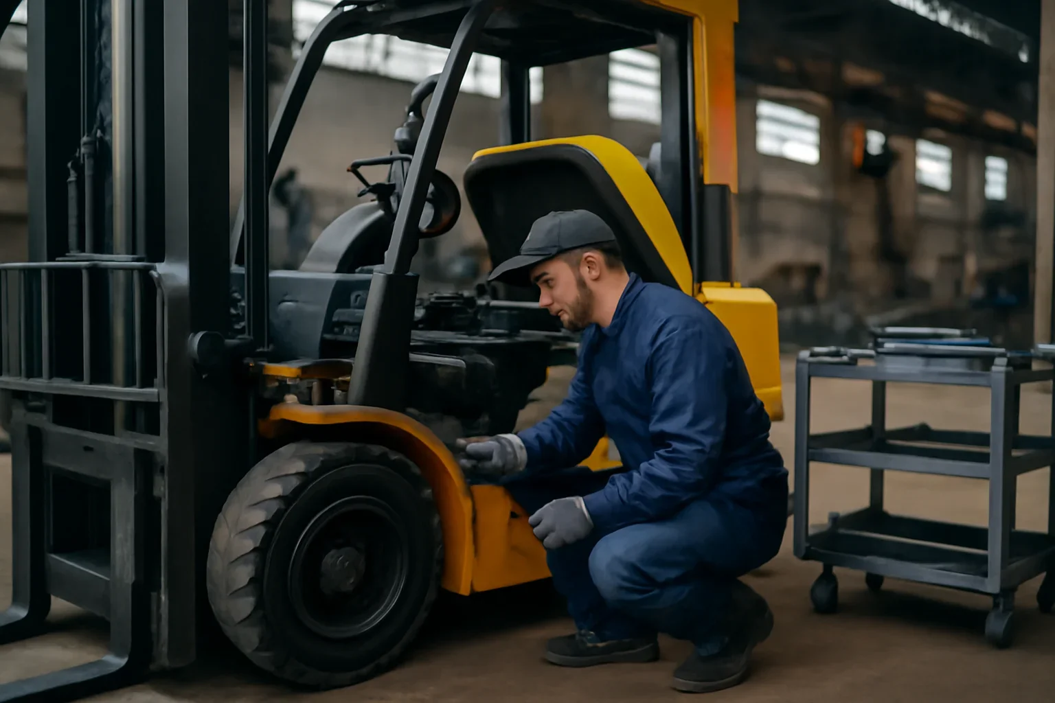 Mobile Forklift Servicing support in an industrial setting