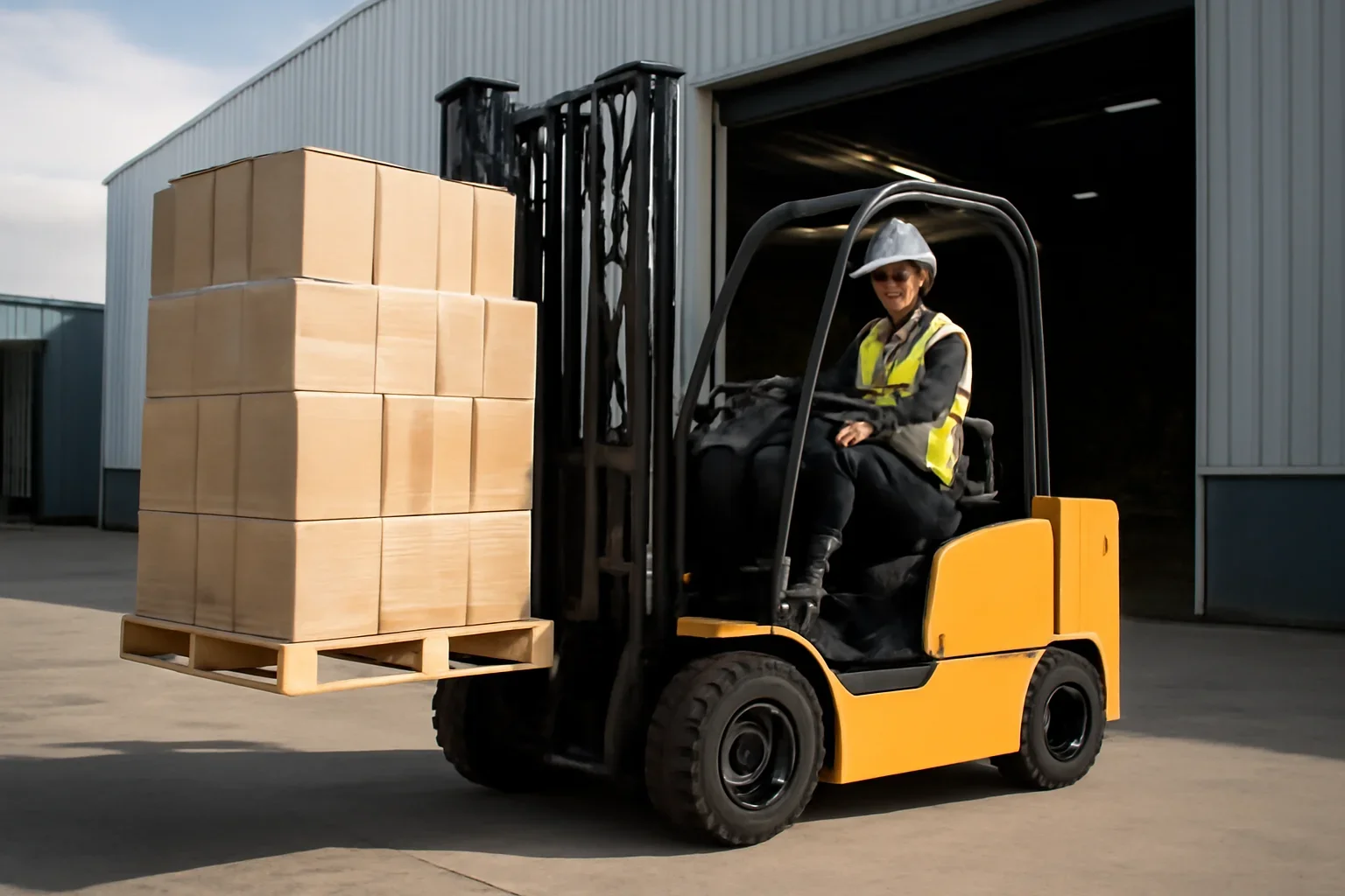 Sideloader Hire ready for warehouse or site use