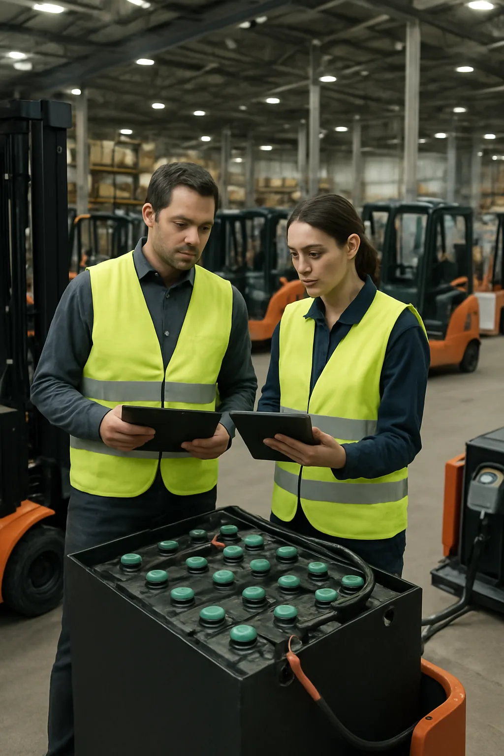 Warehouse manager planning forklift battery and charging requirements